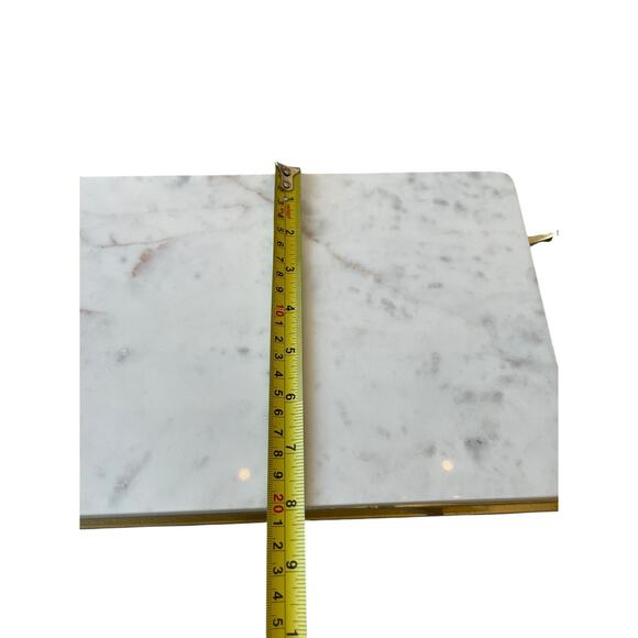 Marble Sledge Holiday Serving Tray 18x8 White & Gold Metal Handmade in India - Picture 13 of 15